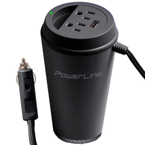 A cup with power strip and car charger