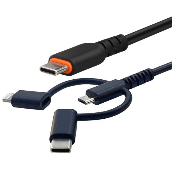 USB-C to 3-in-1 (microUSB, USB-C, Lightning) cable