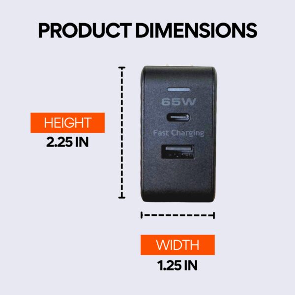 PowerLine PD3 Fast Intelligent Wall Charger (65W, 2 Ports, GaN) <h4>Model: 60002</h4> - Image 7